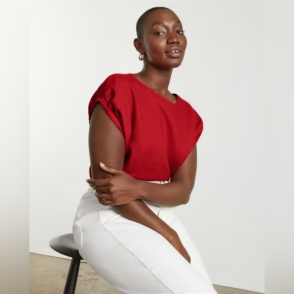 Everlane The Drawstring Tunic Goji Berry Size Medium - Picture 2 of 7